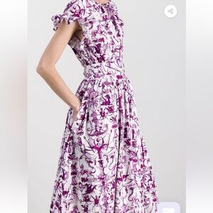 PATOU Organic cotton poplin frill volume buttoned maxi dress Sz 38 = US 4